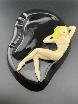 Vintage 1996 Nude Female Studio Pottery Ashtray Large Signed *RARE*