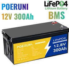 12V LiFePO4 Lithium Battery 12V 300Ah BMS Deep Cycle for Marine Solar RV
