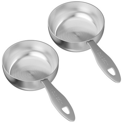 2PCS 1Cup(250ml) Stainless Steel Measuring Cup, Heavy-duty Single Metal Scoop...