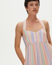 Oliver Bonas Pastel & Metallic Striped Maxi Sun Dress - 10