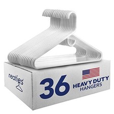 Heavy Duty Plastic Hangers with Accessory Hook, Heavy Duty Plastic 36pk White