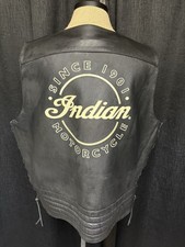 Indian Motorcycle Black Leather Men  s 2XL Vest - Jackets, Streetwear