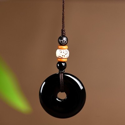 1Pc Exquisite Natural Black Agate Luck Pendant Necklace Jade Necklaces Pendants