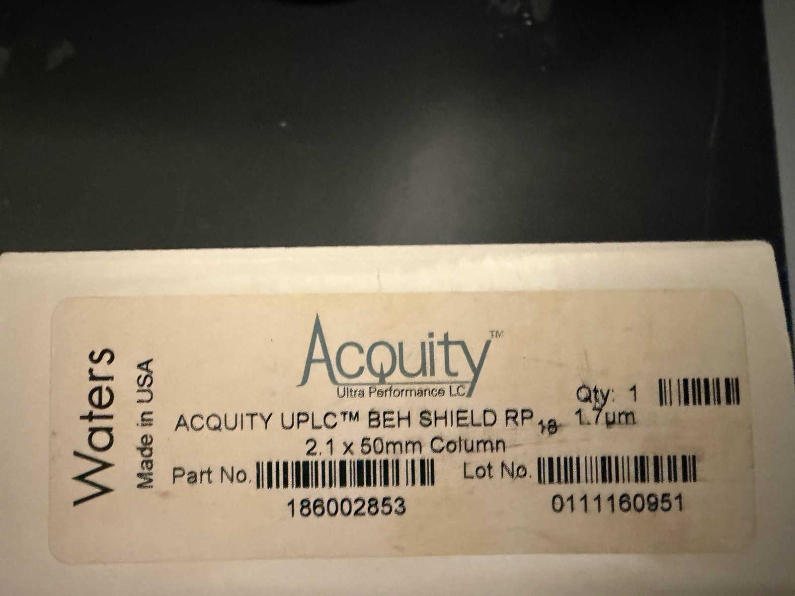 Waters Acquity UPLC BEH C18 1.7um 2.1x50mm 186002853