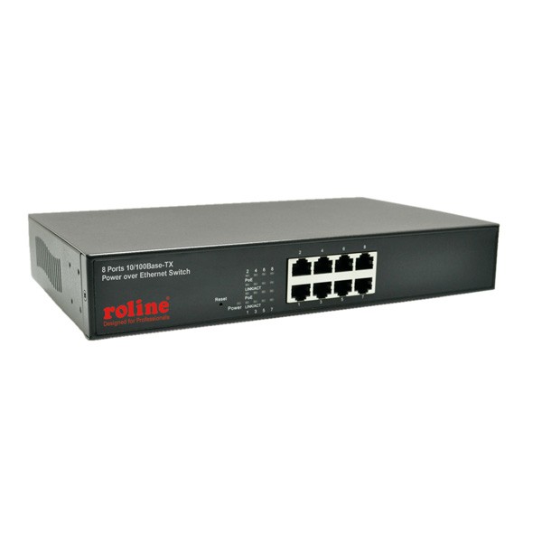4064449 ROLINE ROLINE PoE Fast Ethernet Switch, 130 W, 8 Ports aaa
