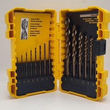 DEWALT Drill Bit Set 14pc Steel Twist Bits Yellow Case Fractional Sizes Cutting
