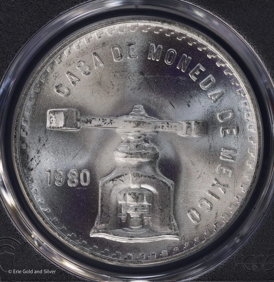 1980-Mo Mexico 1 oz Silver Casa De Moneda PCGS MS 67 | Prooflike Reverse UNC BU - Image 3 of 4