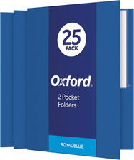Oxford Twin-Pocket Folders, Textured Paper, Letter Size, Blue, Holds 100 Sheets