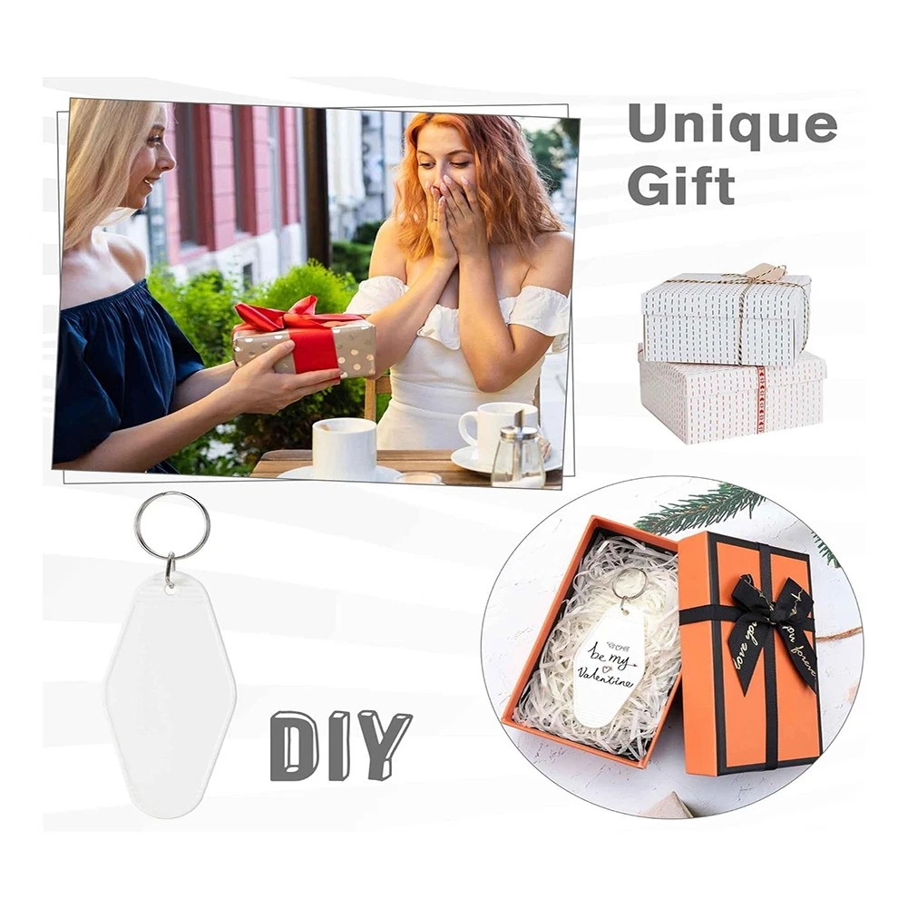 50pcs Blank Motel Keychain Bulk with Key Rings,Hotel Keychains Key Tag for8575