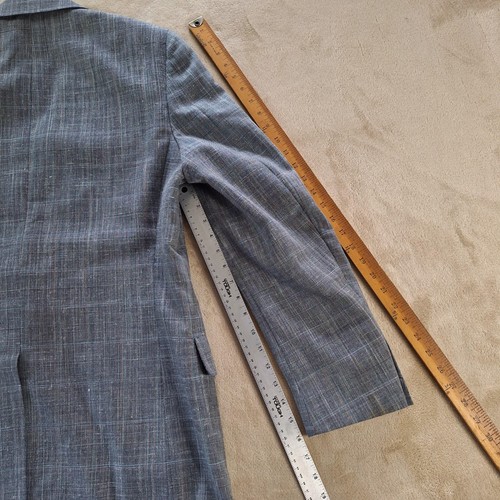 Adams Row by Anderson Little Blazer Mens 44 Gray Blue Plaid Sports Coat USA - Picture 10 of 12