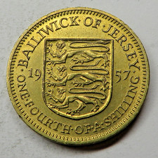 Jersey 1/4 Shilling 1957 Nickel-Brass KM#22 UNC