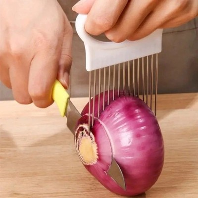 High Quality Stainless Steel Onion Slicer Vegetable Holder Cutter Kitchen Tools