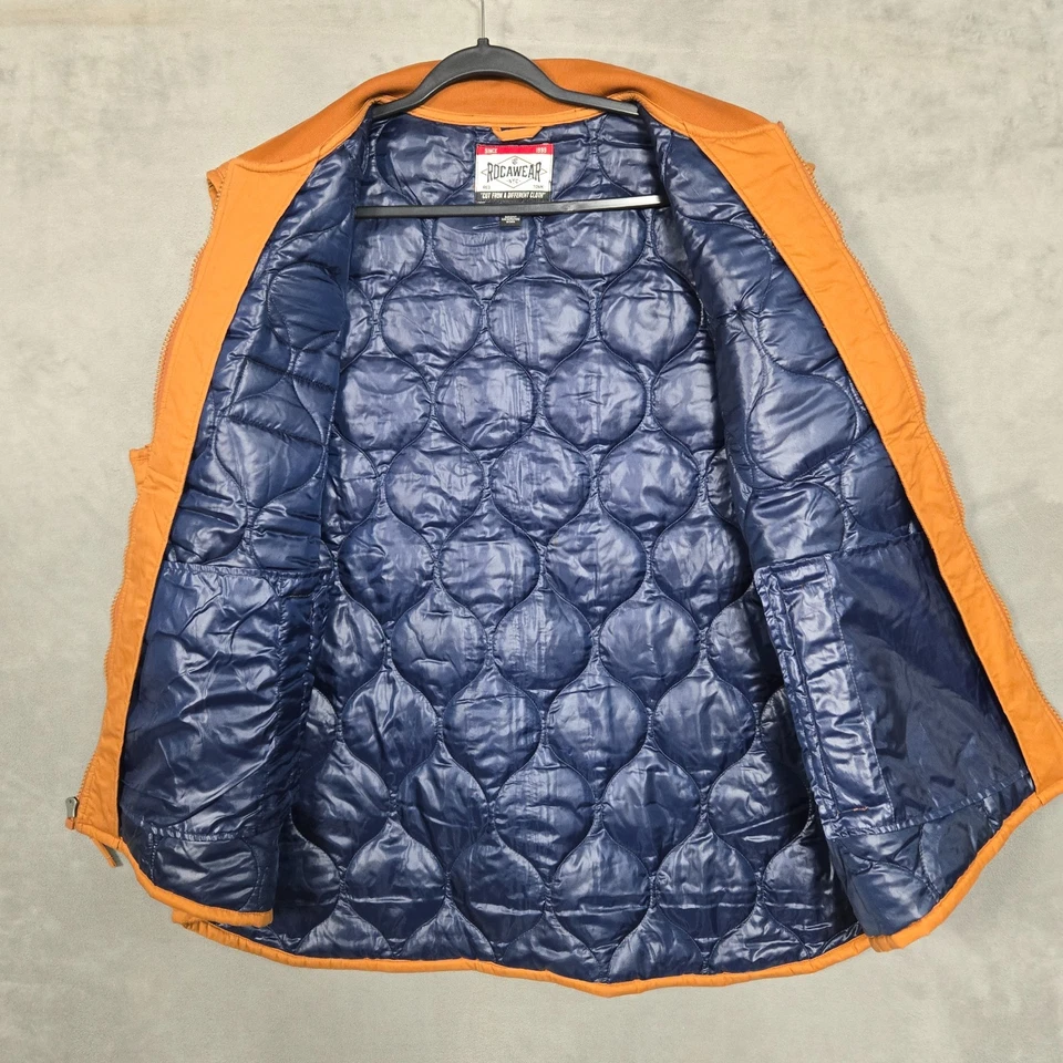 Rocawear Vest Mens 3XL Full Zip brown blue embroidered patches lightweight NWT - Image 2 of 4