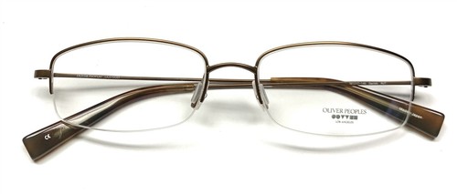 Oliver Peoples Garrick Half Rimless Eyeglasses Glasses Titanium Matte Brown 52mm