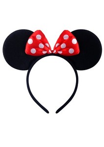 FANCY DRESS MINNIE MICKEY MOUSE EARS HEAD BAND ALICE WITH BOW PARTY HEN BLACK