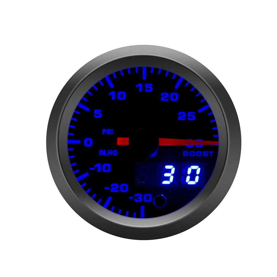 52mm 7 Colors LED Car Turbo Boost Gauge PSI Meter Analog/Digital Dual Display    - Image 3 of 4