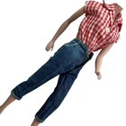 Vintage Barbie Outfit Red White Gingham Bodysuit Top Crop Jeans 50s Doll Clothes