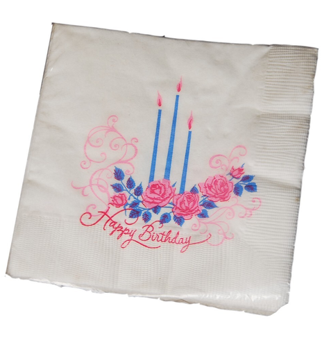 Vintage BIRTHDAY Cocktail Napkins -NOS- 5"square-3 ply RUST CRAFT SEALED PACK