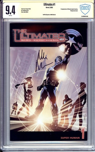 Ultimates #1 CBCS 9.4 Signed by MARK MILLAR 1st Ultimate Capt America Key 3