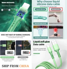 GEL LIQUID SILICONE charging 8pin USB Cable MFI-Certified FOR iPhone 11 X 8 cord