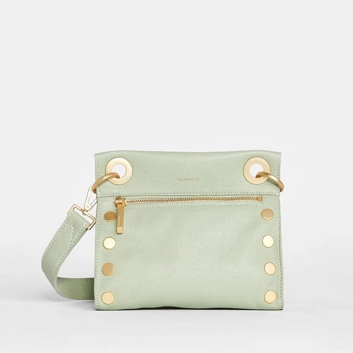 NWT $295 HAMMITT TONY STUDDED SMALL CROSSBODY CLUTCH leather Cypress Sage