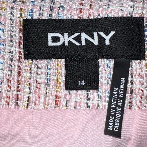DKNY Women Tweed Pencil Straight Skirt Pink Combo Size 14 Midi Knee Length Zip - Picture 8 of 12