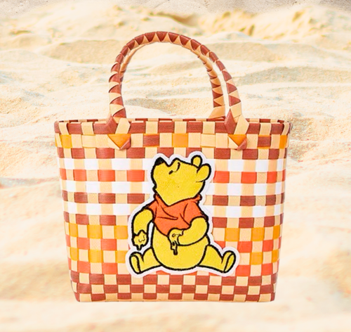 Disney Shanghai Winnie the Pooh Woven Basket Bag Braided Plaid Summer Tote Bag - Picture 10 of 20