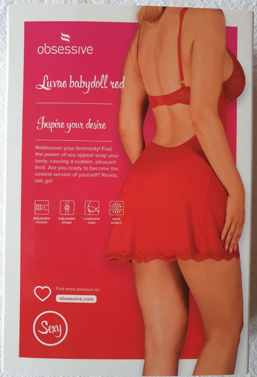Nuisette Rouge Heartina Avec String - Obsessive Taille XXL - Neuf Avec Étiquettes