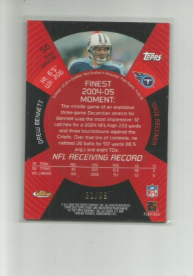 2005 FINEST BLACK REFRACTORS #56 DREW BENNETT 81/99 | eBay