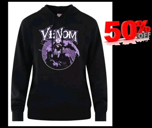 Marvel Men's Venom Graphic Print Hoodie with Long Sleeves size X-Large 46 Black - Picture 1 of 14