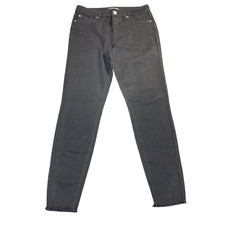 Ashley Mason Jeans Women 27 Black Skinny Mid Rise Vented Hem Fringe 80's Denim