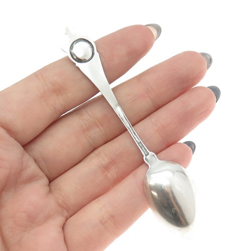 925 Sterling Silver Antique Art Deco Denver States & Cities Coffee Spoon - Picture 2 of 9