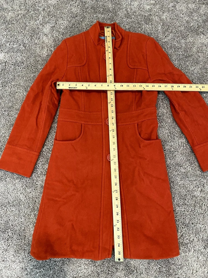 Chaqueta gabardina Nine West para mujer 4 bolsillos de lana naranja totalmente forrados Foto 2 de 4