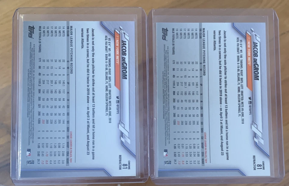 2020 Topps Chrome Jacob DeGrom Refractor #81 Lot x2 Mets - Image 2 of 2