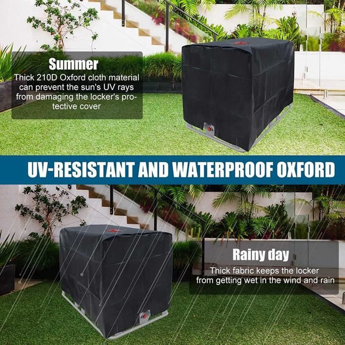 Housse Fourre-tout IBC, Convient For Réservoir D'eau De 275 Gallons, Housse De Protection For Réservoir D'eau, Fermeture éclair, Matériau De Protection Solaire Imperméable 210D 800L/1000L/1200L Housse