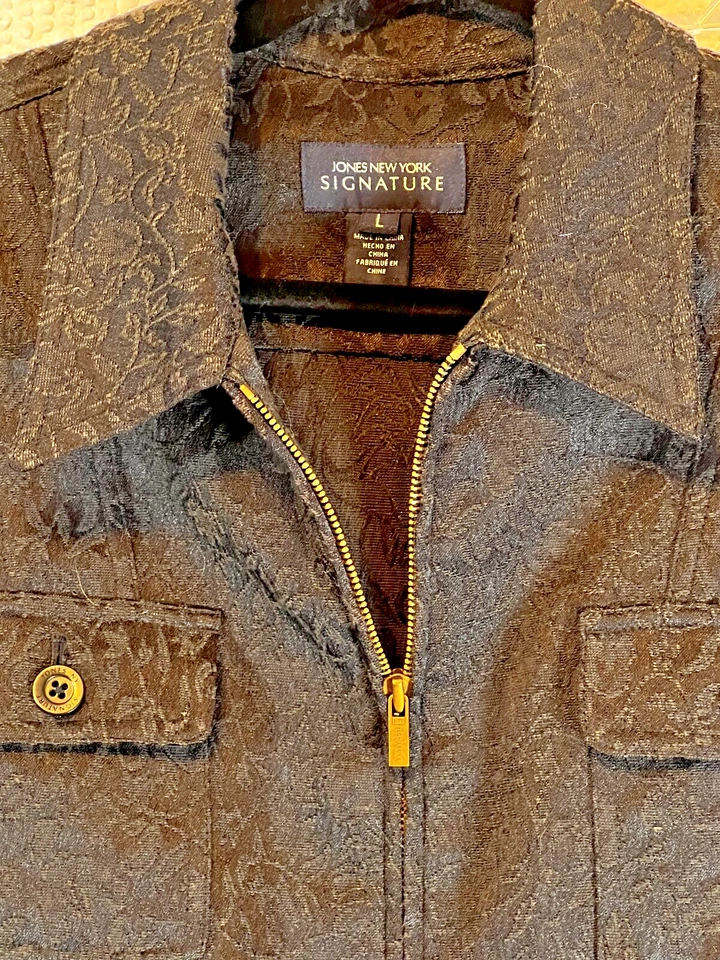 Jones New York Colección Platino Chaqueta Pantalones Grandes 16 Conjunto Negro Encaje Romántico Foto 2 de 4