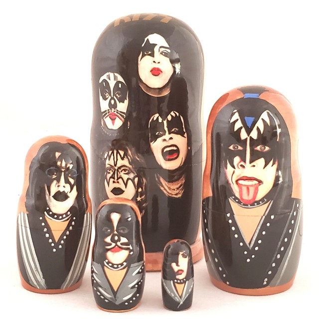 Kiss Rock Band Handmade Nesting Doll Babushka Set 7" TALL Collectable