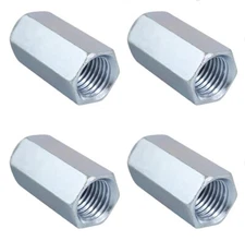 ( 4 ) 5/8-11  X 2-1/8 LONG, 13/16"  STEEL HEX COUPLING NUTS, ZINC PLATED