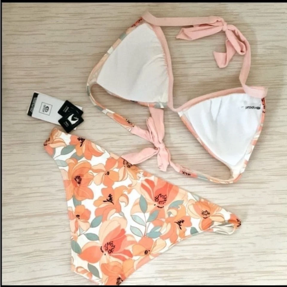 NUEVO Rip Curl Papaya Punch Halter Top y Bikini Traje de Baño Parte Inferior Conjunto Talla Grande Foto 2 de 3