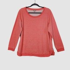 T by Talbots Women  s Sz L Lightweight Sweatshirt Salmon Curved Hem Cotton Blend