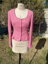Fenn Wright Mason Jacket Girly Pink Fitted Size 12 Hook & Eye Round Neck