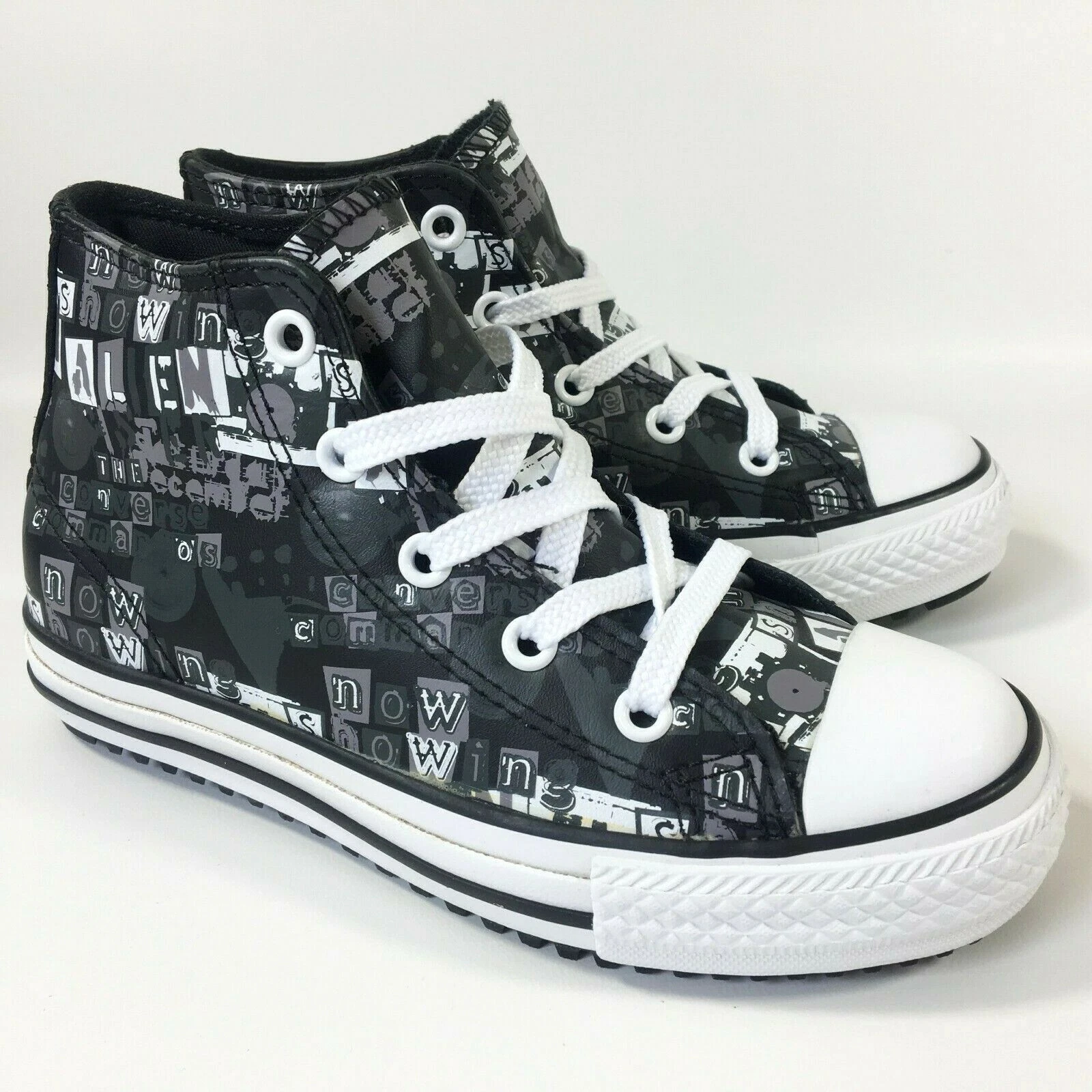 Stivali da ginnastica alti in pelle nera Converse All Star bambino taglia 12 ragazzo ragazza