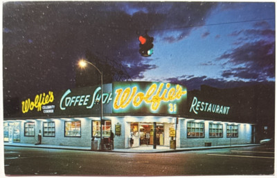 Wolfie's Coffee Shop & Restaurant Neon Sign Fort Lauderdale FL Vintage Postcard