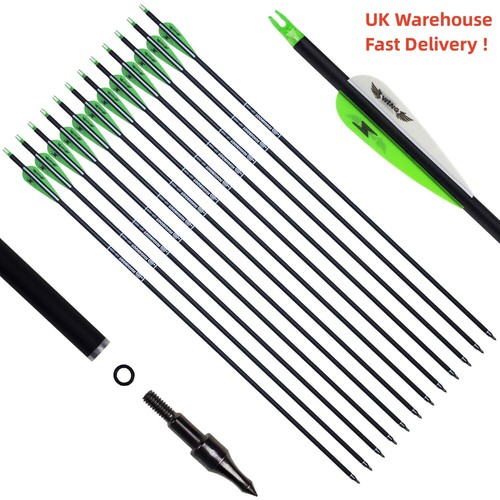 12-36Pcs 30" Archery Carbon Arrows Spine 500 Compound Recurve Bow Hunting Target - Picture 9 of 38