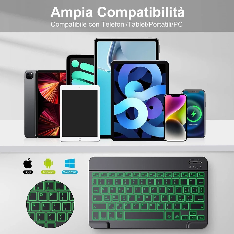 Set Combo Tastatur Maus Bluetooth Für IPAD Mini Pro Air IPHONE Apple Dünn PC - Bild 2 von 4