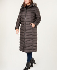 Calvin Klein Faux-fur-trim Hood Maxi Long Winter Coat Size Us Xxl 18-20 Rrp$500