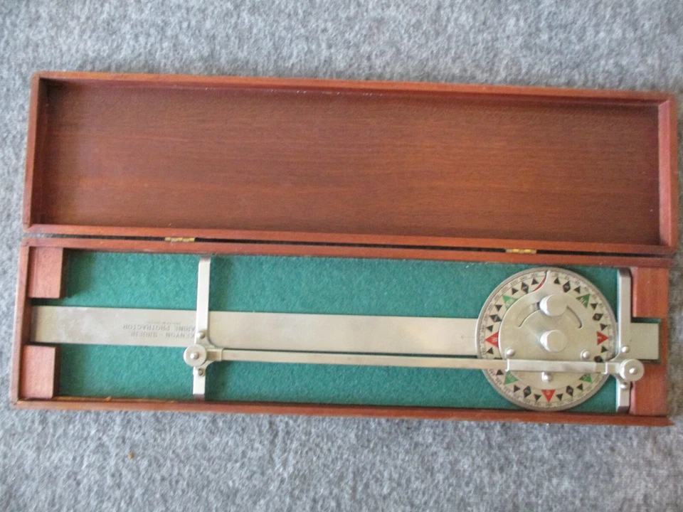 VINTAGE MARINE PROTRACTOR KENYON-BRUEHL -PROFESSIONAL INSTRUMENT w/ORIG WOOD BOX - Image 2 of 4