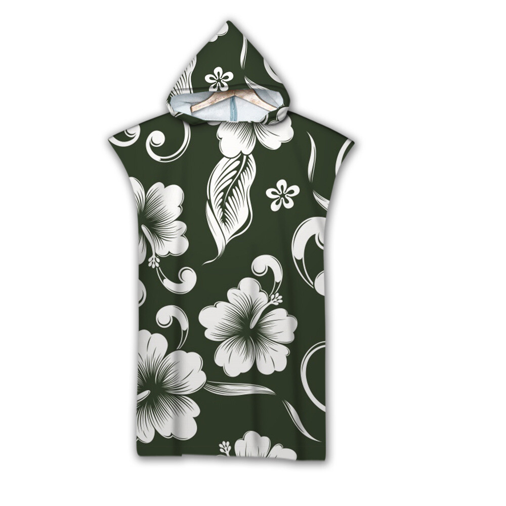 Poncho toalla de playa con capucha hojas de palma flor europea bata cambiadora regalo
