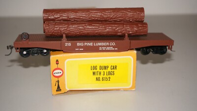 RF19] COX 6152 H0 U.S. Güterwagen '' LOG DUMP CAR WITH 3 LOGS ''  OVP