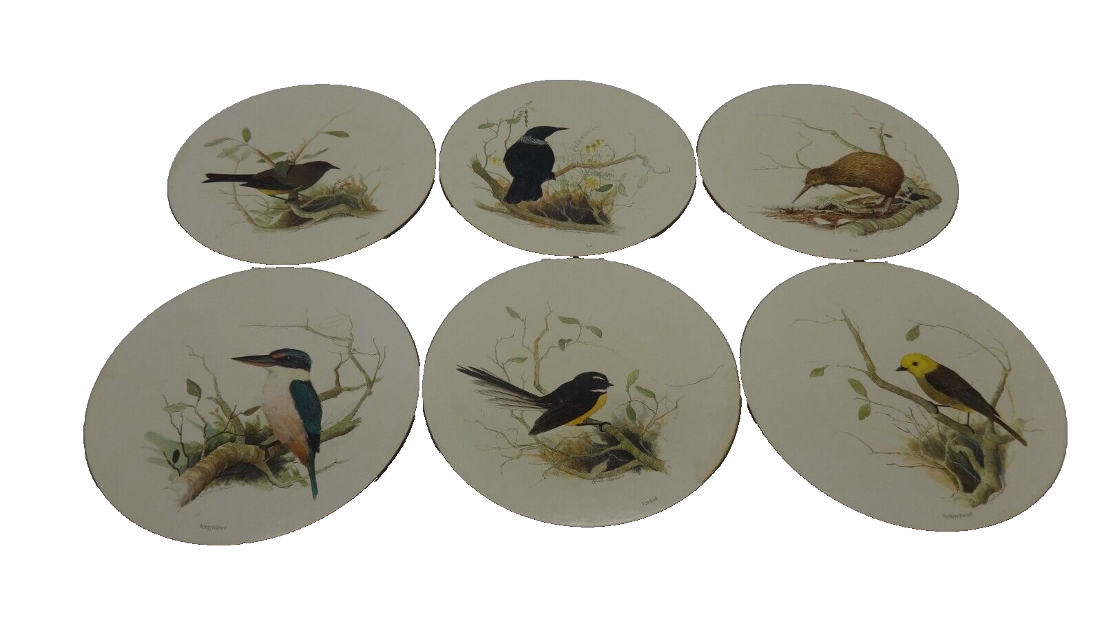 Jason New Zealand Birds Round Placemats Lot of 6 Original Box Cork Back eBay